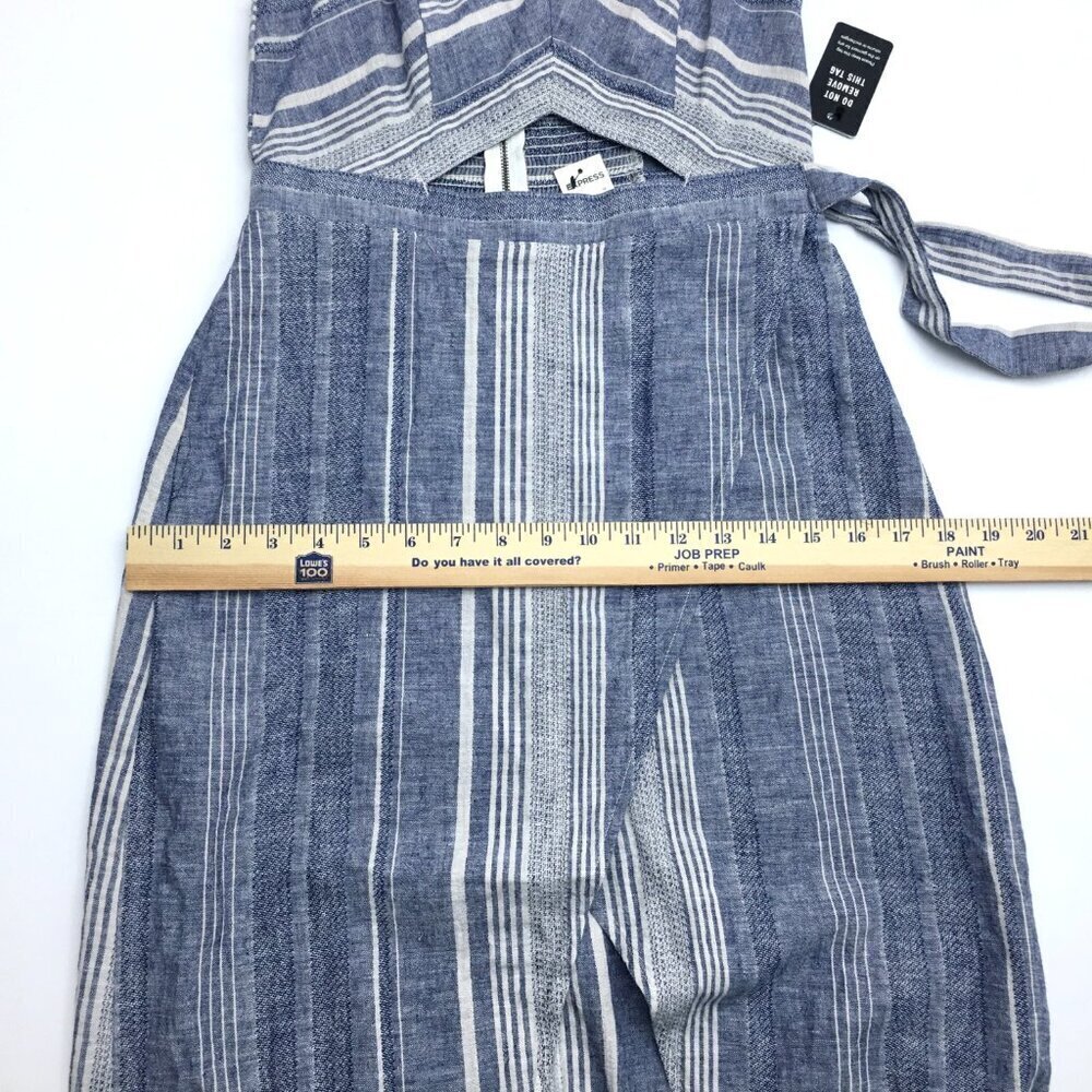 NEW Express Women's Chambray Linen Blend Dress Strappy Cutout size 4P - Picture 8 of 10